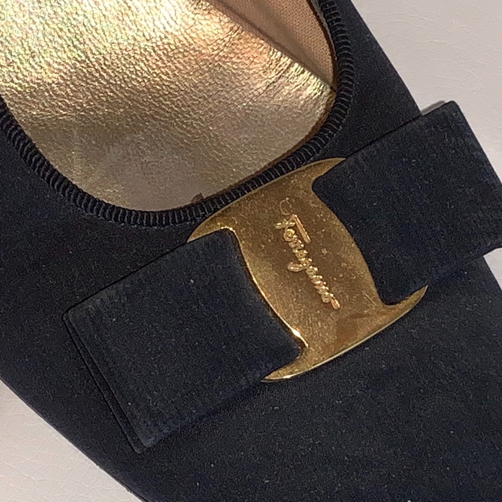- Blue Satin Salvator Farregamo shoes